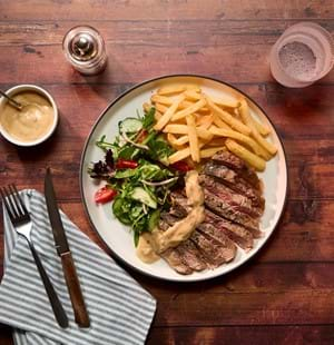 Sirloin Steak with Chips and Salad